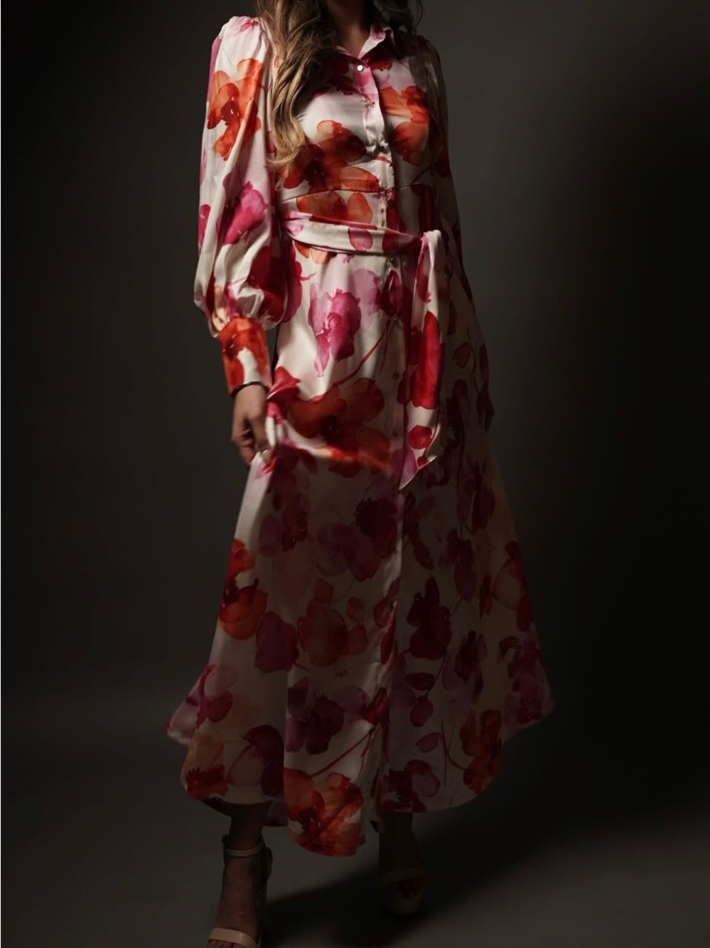 Love By Design Pink and Red Floral Maxi Dress